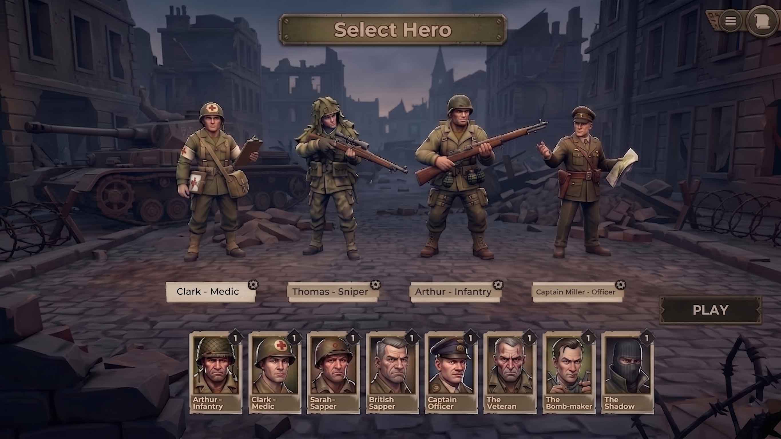 Hero selection screen