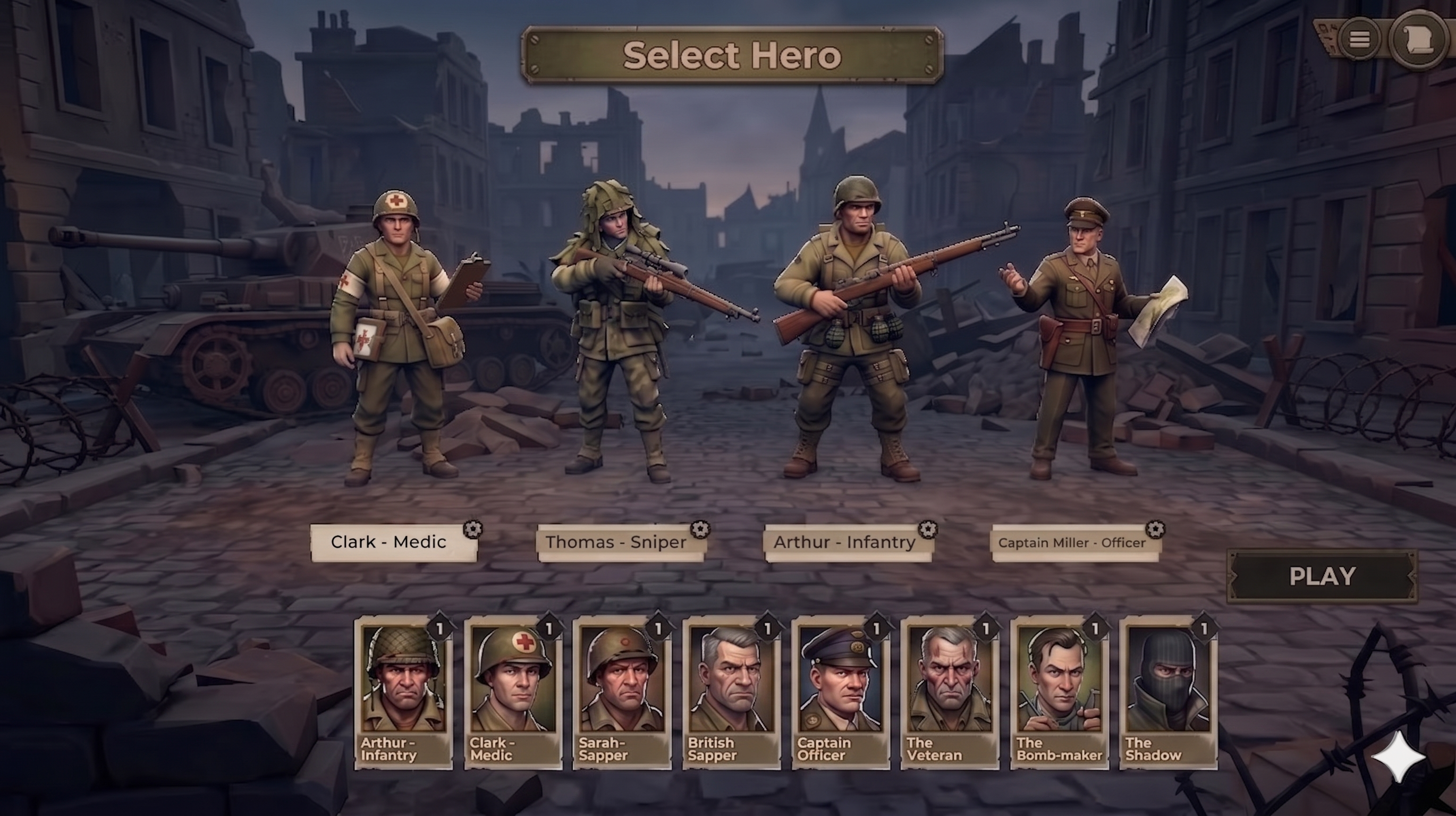 Hero selection screen
